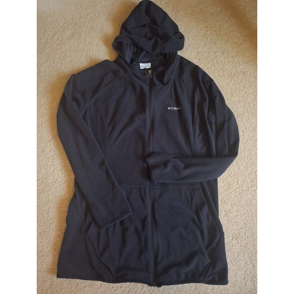 Columbia Full Zip Fleece Hoodie Black Women's Size XL Long Sleeve